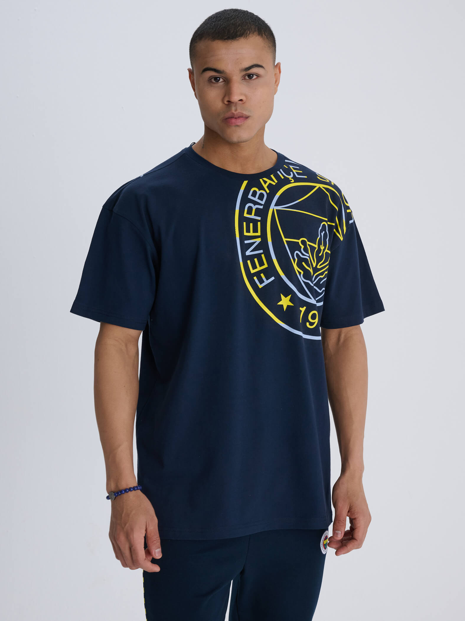 Fenerbahçe Lacivert Logolu Erkek Oversize Tshirt