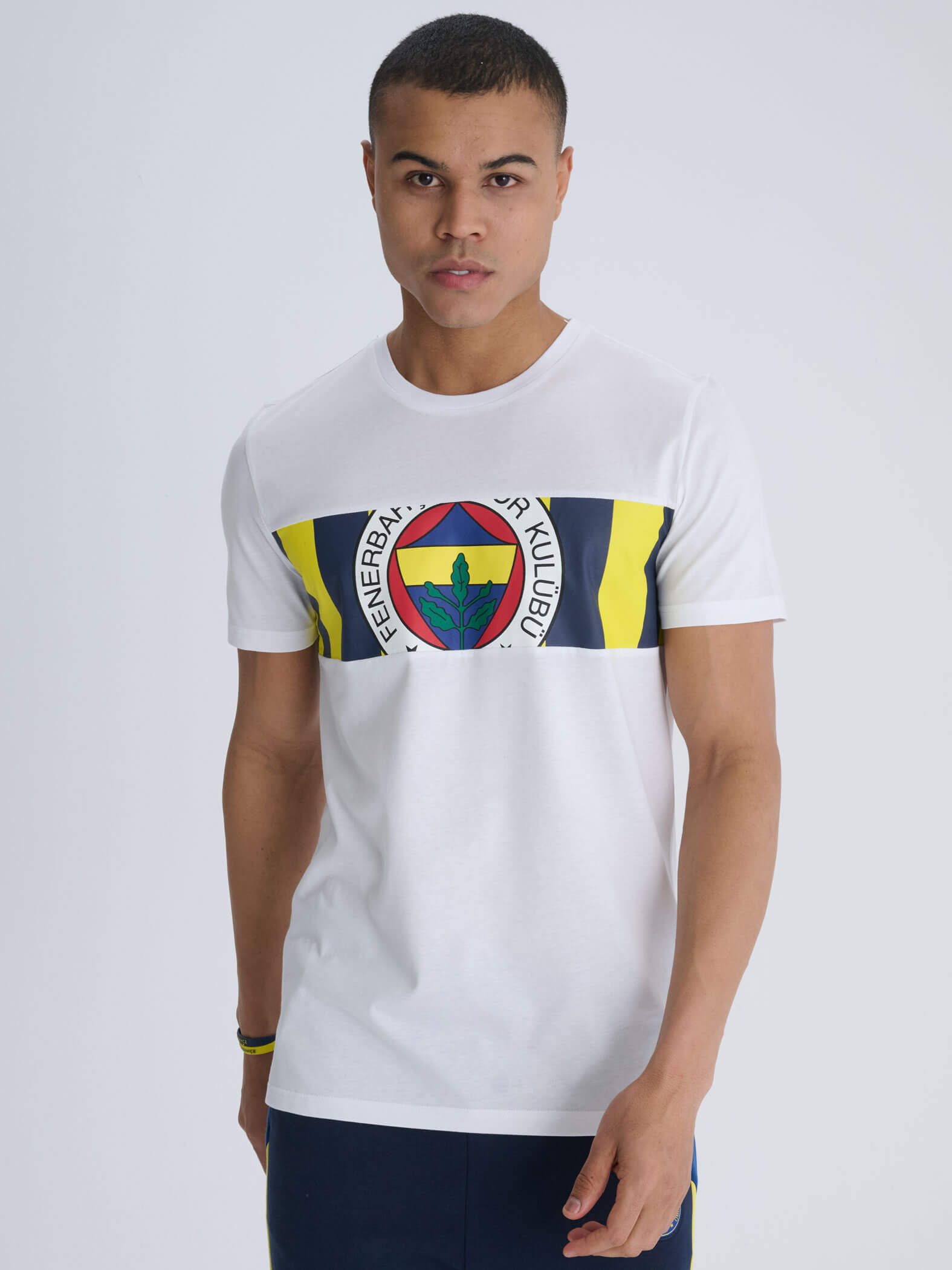 Fenerbahçe Beyaz Tribün 12 Çubuklu Erkek Tshirt