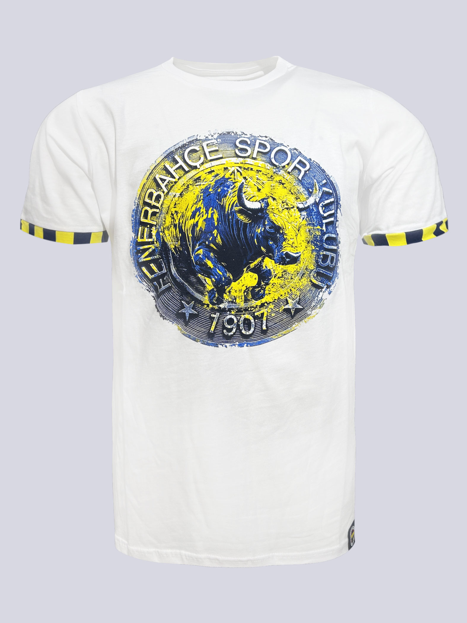 Fenerbahçe Beyaz Tribün Boğalı Logo Erkek Tshirt